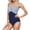 Blue, variant on Tumotour Bikini Swimsuit For Women Tummy Control V Neck Bathing Suits Ruched Swimwear Casual Solid Color High Waist Tight Cross Sexy Slimming Sports Swimsuit