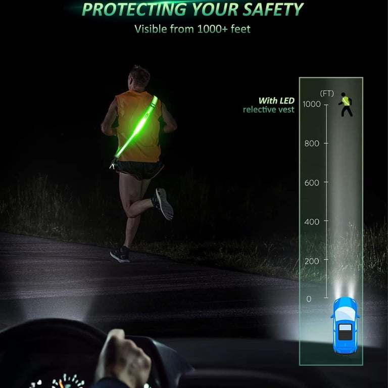 Fascia LED Riflettente Per Corsa E Bicicletta – Alta Visibilità Notturna, Verde Sicurezza