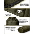 thumbnail image 5 of Warm Washable 3–4 Season Mummy Sleeping Bag for Adults – 15–45 ℉ , Long Size, Green, Compressible, Polyester, 5 of 7