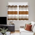 thumbnail image 5 of Modern Brown Kitchen Curtains Short 54 Inch Length, Boho Contemporary Geometric Striped Grommet Top Bedroom Living Room Curtains, Light Filtering Cafe Curtain Drapes 2 Panels Set 84''x54'', 5 of 9