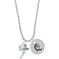thumbnail image 1 of Delight Jewelry Silvertone Small Fairy with Lime Green Wings Silvertone Script Initial Disc - Q - Charm Necklace, 20"+3", 1 of 4