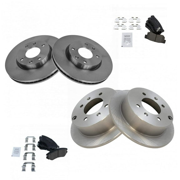 TRQ Front and Rear Brake Pad & Rotor Kit Brake Pads Brake Rotor Ceramic Fits Select 2004-2005 Hyundai Sonata 2003-2006 Kia Optima