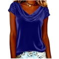 thumbnail image 1 of Camisas de Color Sólido para las Mujeres Plisado Estirable Puños Cuello en V Suéter de Manga Larga Blusa, Camisas de Manga Larga de las Mujeres, 1 of 5