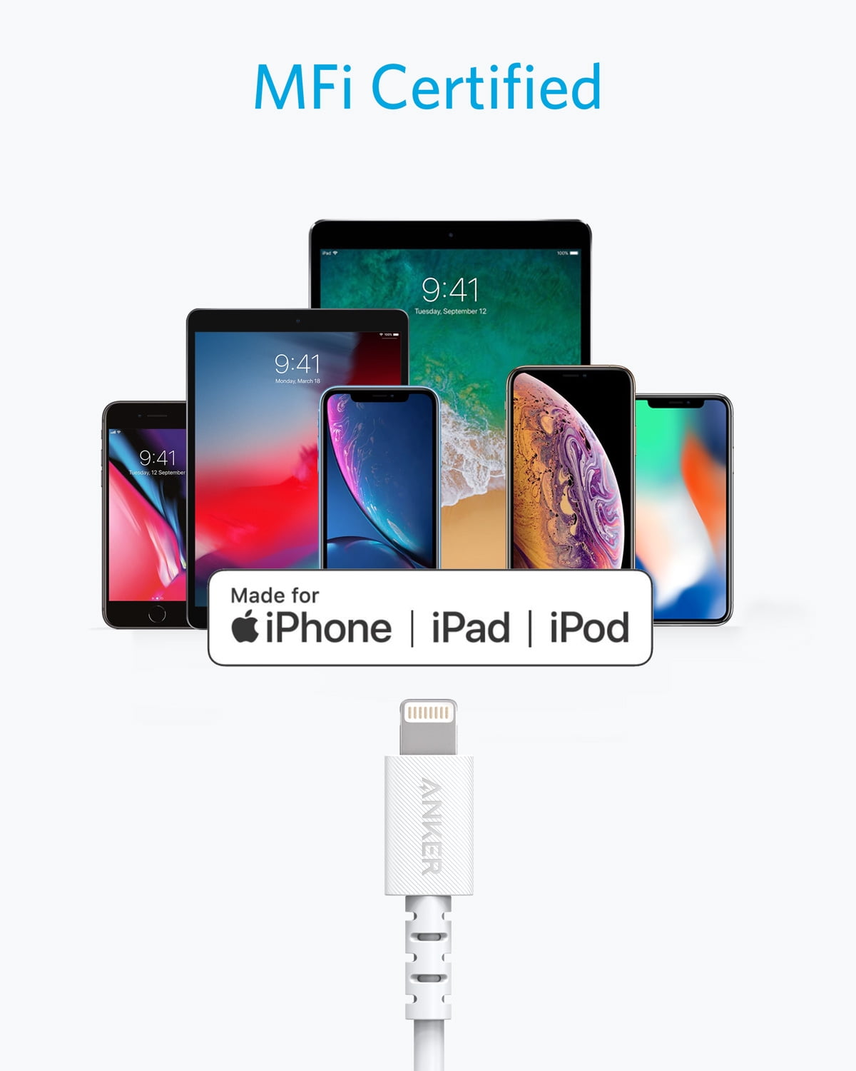 Anker PowerLine Select USB-C to Lightning Cable White (3ft)