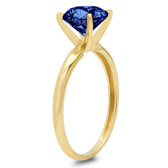 1.5 ct Round Cut Simulated Tanzanite Solitaire Engagement Ring for Women in 18K Yellow Gold