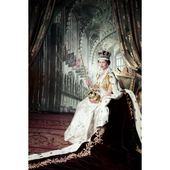 24x36 gallery poster, Queen Elizabeth II Coronation portrait by Cecil Beaton, 1953