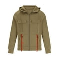 thumbnail image 3 of Mgmyaa Men's Retro Cargo Jacket Solid Color Multi-Pocket Zip Long Sleeve Hooded Casual Garment​ Outerwear, 3 of 4