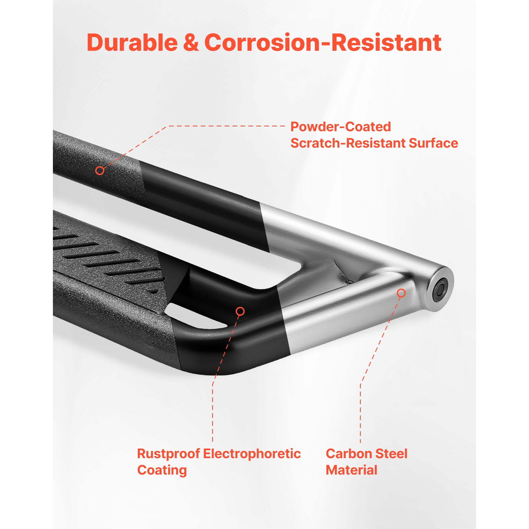 KFFKFF 6-Inch Side Steps for 2024-2025 Toyota Tacoma Double Cab, Black Carbon Steel Running Boards, 550 lbs Capacity, Durable Non-Slip Design with Anti-Rust Coating