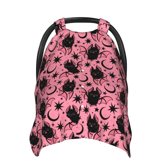 Car Seat Cover Baby - halloween pink bat Breathable Infant Car Seat Cover for Baby Carseat, Lightweight Comfort Baby Essentials Must Haves Newborn Stuff for Girl Boy