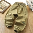 thumbnail image 2 of Ltctricy Boys' Casual Cargo Pants Elastic Waist Pull on Cinch Bottom Outdoor Hiking Trousers Children Baggy Joggers(Green,8-9 Years), 2 of 3