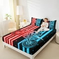 thumbnail image 4 of Feelyou Dirt Bike Bed Sheets for Boys, Motocross Extreme Sport King Sheets, Blue Red Stripe Sheet Set, Kids Children Bedroom Decor, 4 of 7