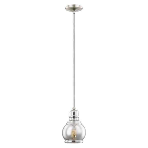 40604-91 Livex Lighting Art Glass - 1 Light Mini Pendant in Coastal Style - 6.25 Inches wide by 11.5 Inches high     -Traditional Installation