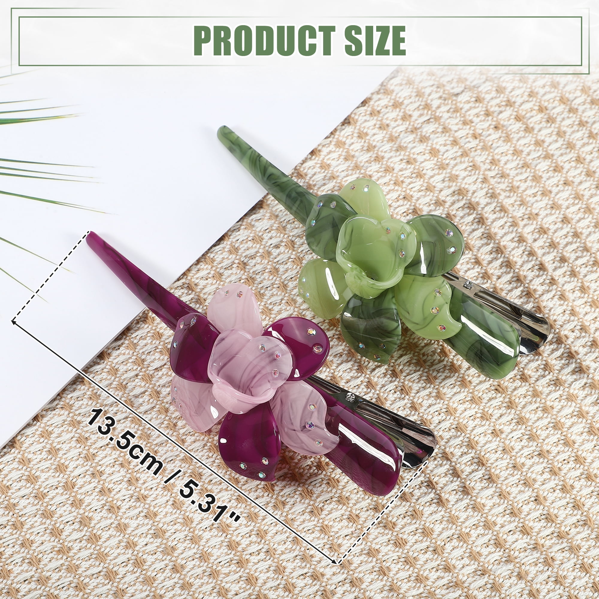 Unique Bargains 2Pcs Long Metal Duckbill Hair Clips Green Purple
