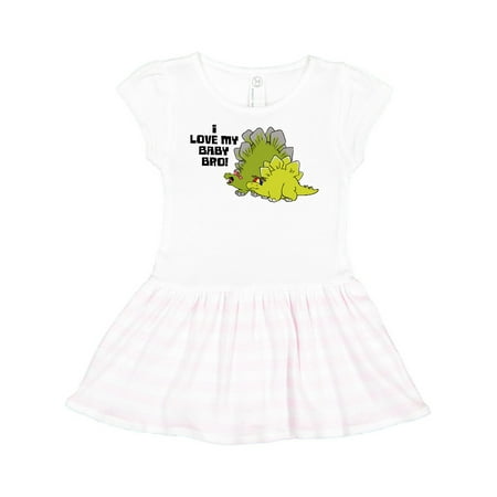 

Inktastic I Love my Baby Bro with Baby Stegosaurus Gift Toddler Girl Dress
