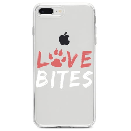 DistinctInk Clear Shockproof Hybrid Case for iPhone 7 PLUS / 8 PLUS (5.5 Screen) TPU Bumper Acrylic Back Tempered Glass Screen Protector - Love Bits - Dog Paw