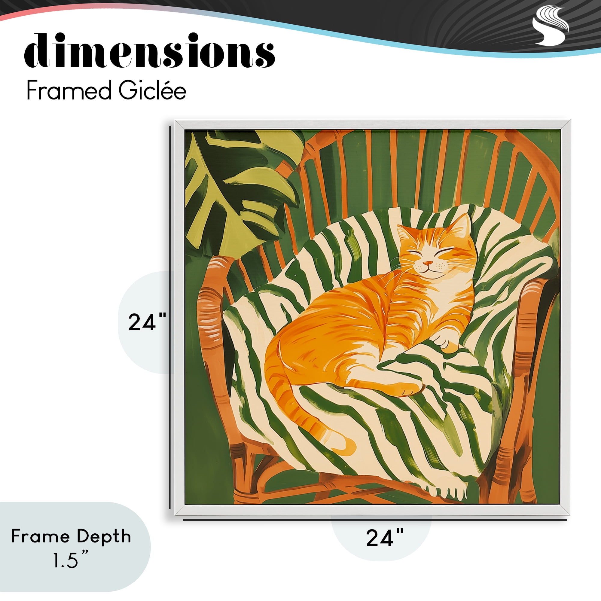 Stupell Industries Orange Cat in Rattan Chair White Framed Giclee Art, design by Walker Noble