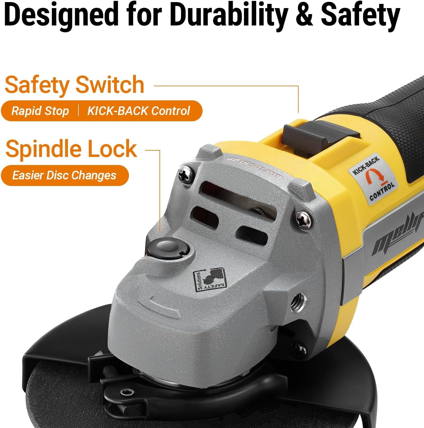 Brushless Angle Grinder Compatible with Dewalt 20V MAX Battery with Mellif 4.0 battery