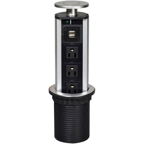 Brrnoo - Torre de alimentación multicontacto para Mesa con USB y 2 Puertos USB para Oficina y hogar
