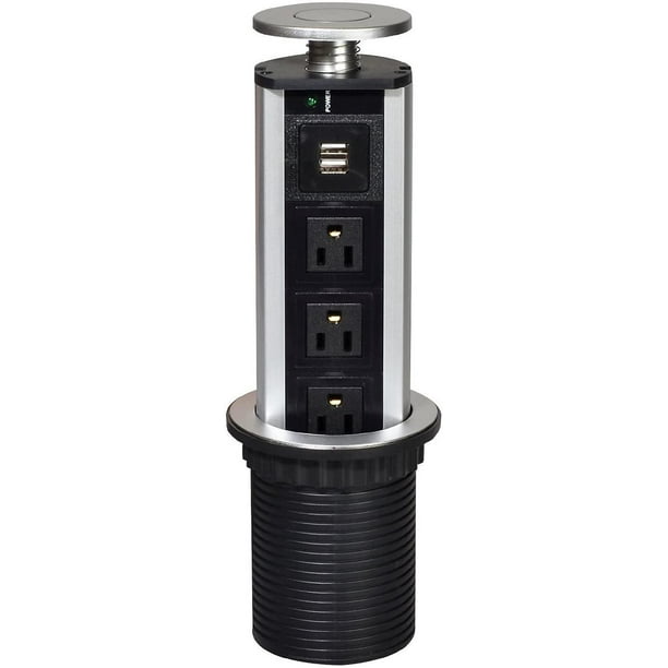 Brrnoo - Torre de alimentación multicontacto para Mesa con USB y 2 Puertos USB para Oficina y hogar