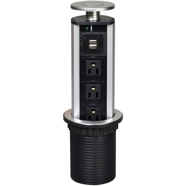 Brrnoo - Torre de alimentación multicontacto para Mesa con USB y 2 Puertos USB para Oficina y hogar