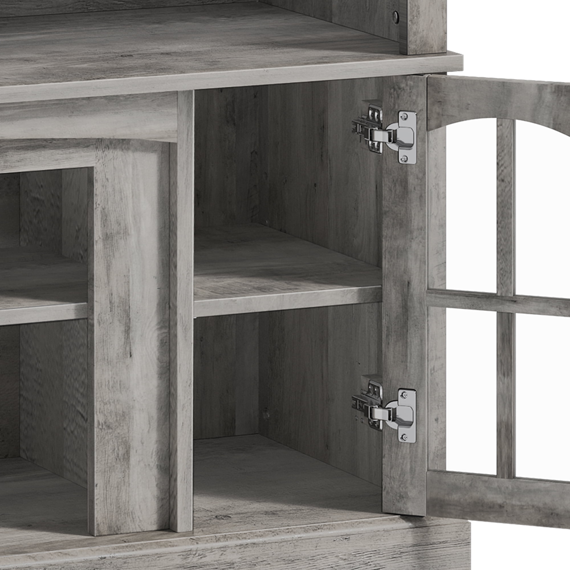 Dextrus Farmhouse LED TV Stand for TVs up to 65'', Wood TV Media Console Entertainment Center for Living Room, Rustic Gray