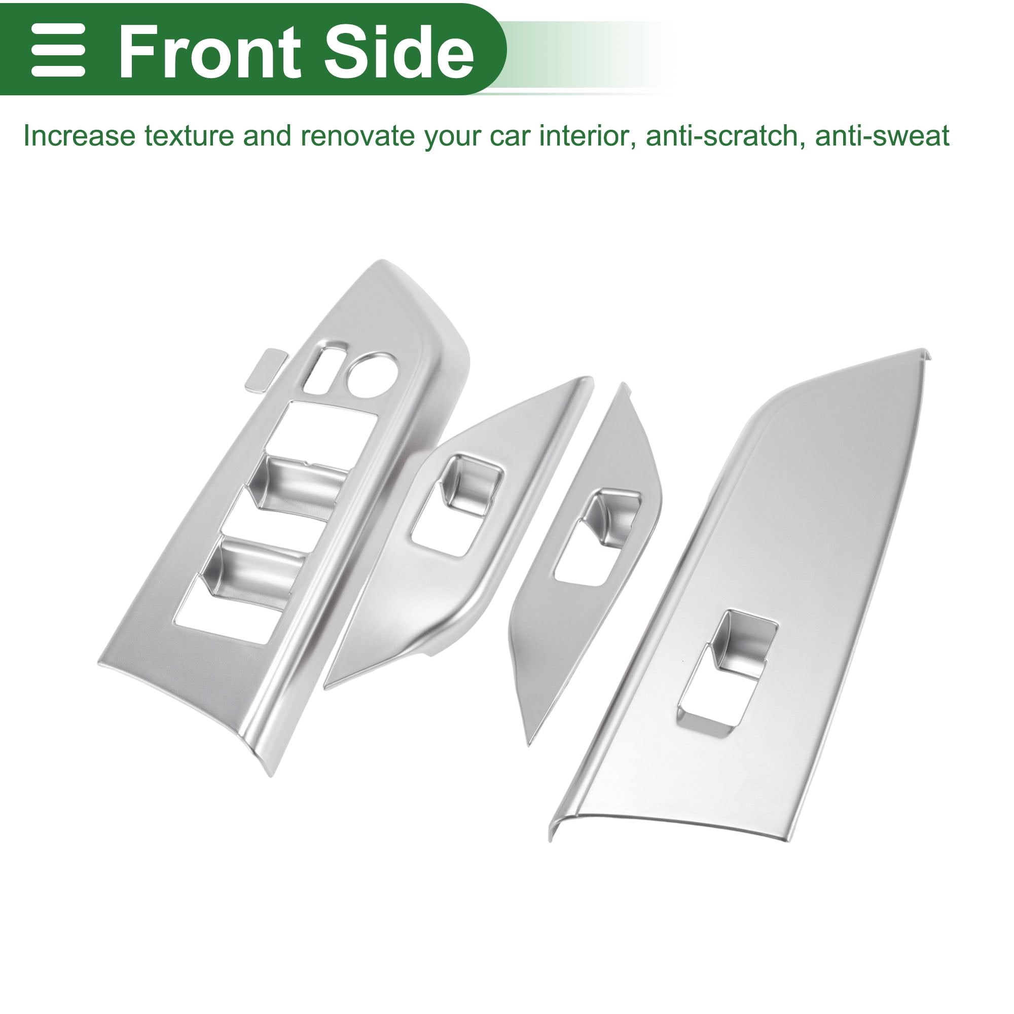 Unique Bargains Window Lift Switch Panel Trim Cover for Toyota Sienna 2021-2025 Front Rear Car Door Window Control Button Interior Accessories Matte Silver Tone