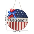 thumbnail image 3 of CuiLiyq 4th of July Wooden Round Door Sign, 11.8" Patriotic Stars and Stripes Hanging Decor for Front Door Porch Home Party, 3 of 7