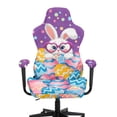 thumbnail image 3 of Whosucclay Purple Rabbit Egg Print Gaming Chair Covers with Armrest Covers Office Computer Game Chair Slipcovers Universal Chairs Cover for Reclining Racing Gaming Chairs Easter Decor, 3 of 8