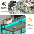 thumbnail image 3 of L Shaped Desk with Drawer and Power Outlet, 66" Home Office Desk Corner Computer Desk with Monitor Shelf, Printer Storage Shelves, Gaming Desk with Led Lights, Two Person Desk, Walnut, 3 of 9