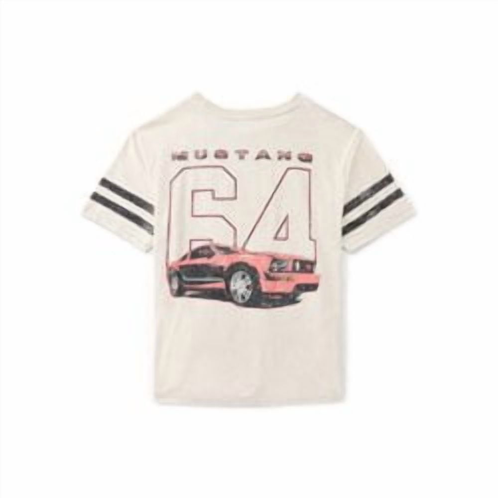 Ford Mustang Boys Mineral Washed Graphic Football Tee with Short Sleeves, Sizes 4-18