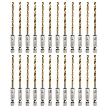 Uxcell 24pack Hex Shank Drill Bit 1/8" M35 High Speed Steel Titanium Coated Twist Drill Bit 90mm Long with 1/4" Shank