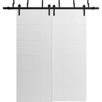 Sliding Closet Barn Bypass Doors 60 x 80 inches / Mela 0716 Painted White / Modern 6.6FT Rails Hardware Set / Wood Solid Bedroom Wardrobe Doors