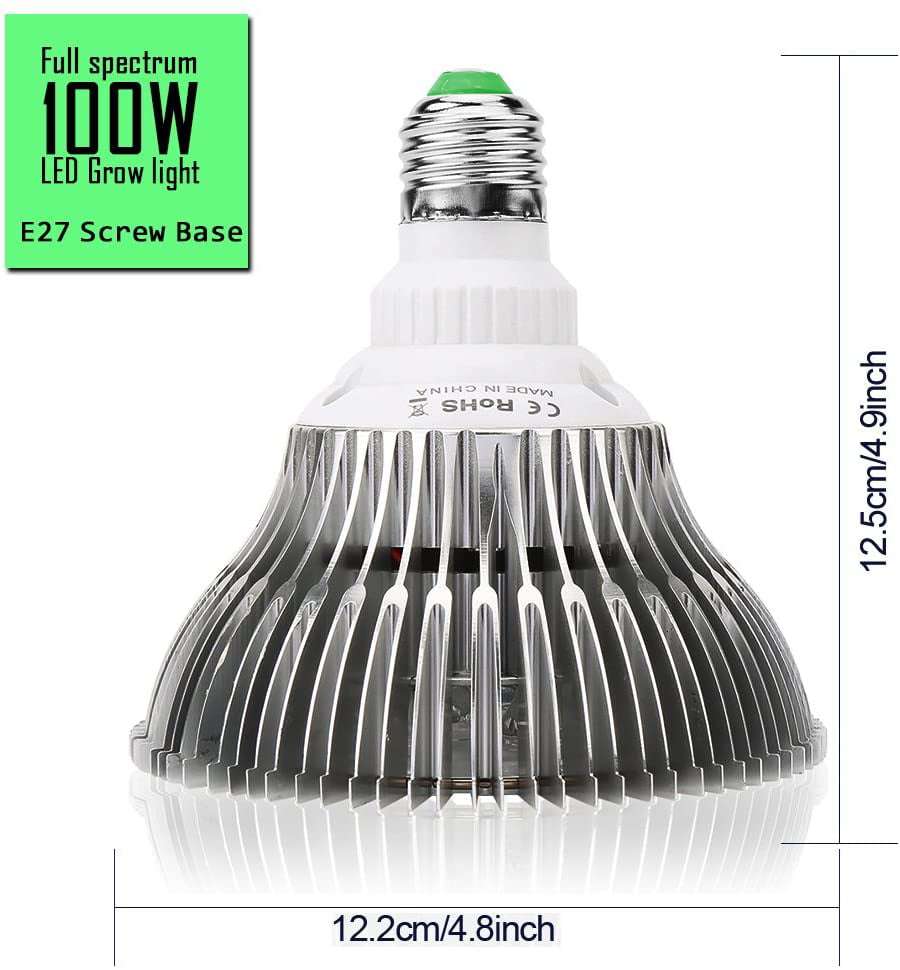 100W E27 LED Grow Light Bulb Full Spectrum Plant Lamp for Indoor Growing Veg US 