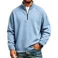 thumbnail image 3 of Quarter Zip Sweatshirt for Men Waffle Knitted Pullover Casual Long Sleeve Lapel Polo Sweatshirts Fall Winter Jackets,XL, 3 of 7