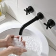 thumbnail image 3 of Bathroom Faucet, 2-Handle Wall Mounted Bathroom Sink Faucet and Rough in Valve Included, Brushed Gold - Matte Black, 3 of 7
