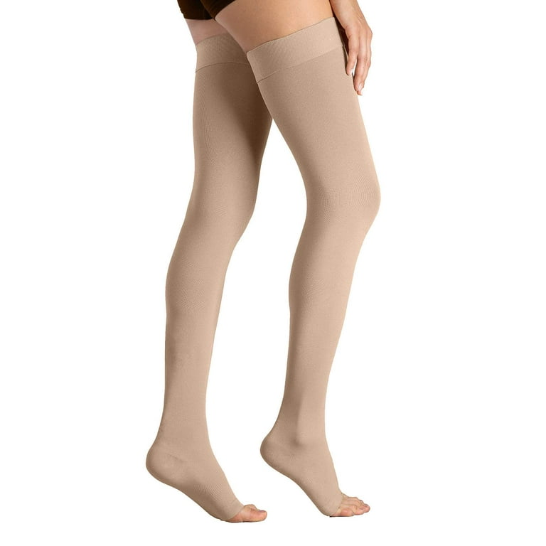 MD Thigh High Graduated Compression Stockings Open-Toe 23-32mmHg Firm  Medical Support Socks for Varicose Veins, Edema, Spider Veins NudeS 
