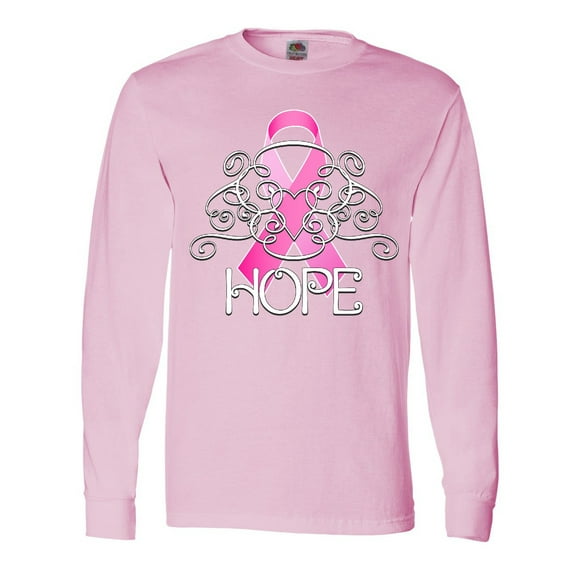 Inktastic Hope Pink Ribbon Breast Cancer Awareness Long Sleeve T-Shirt