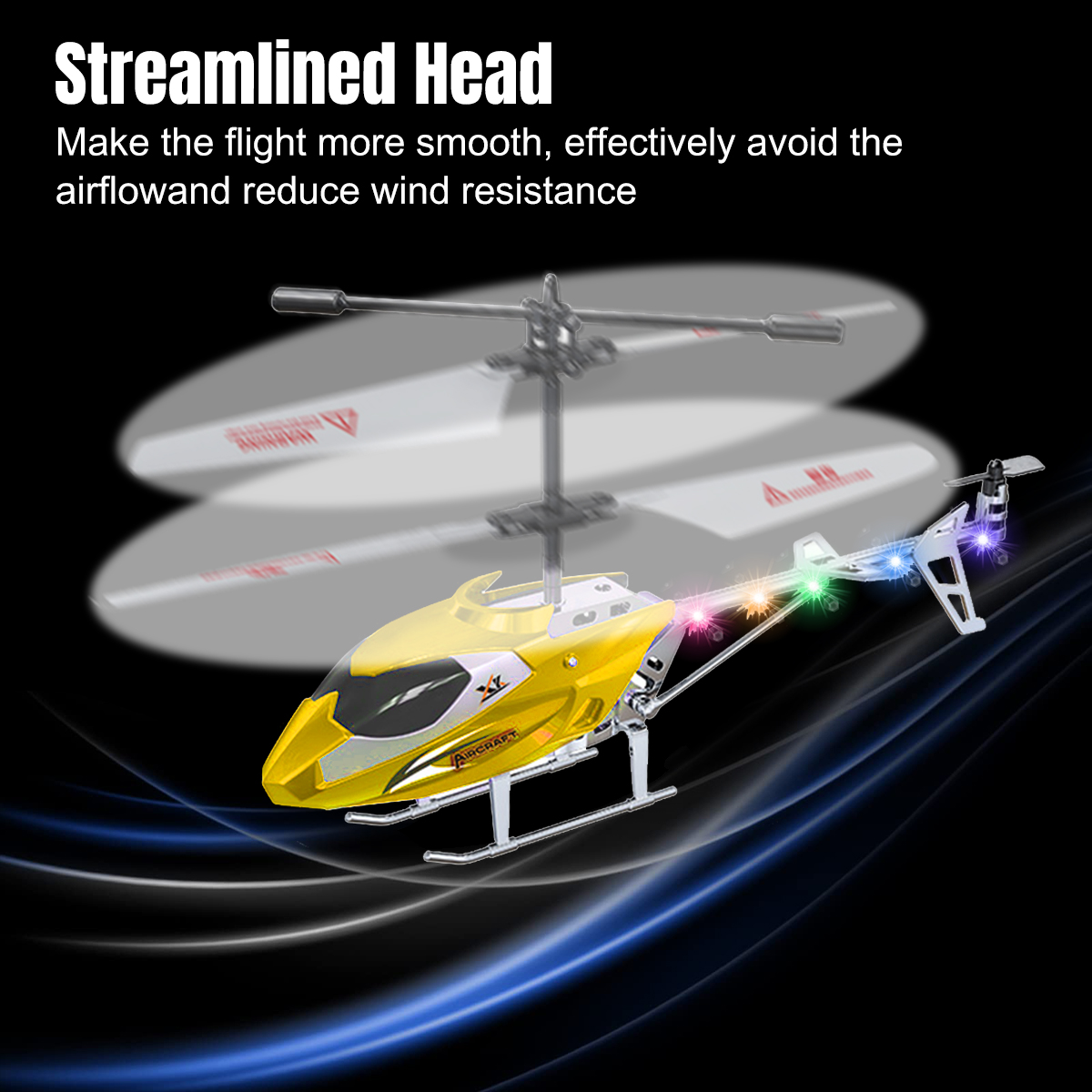 PayUSD Remote Control Helicopter Mini Gyroscope RC Helicopters LED Light for Indoor to Fly for Kids and Beginners, Yellow - image 5 of 8