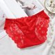 thumbnail image 3 of Gibobby Braguita sexy Bragas cintura elásticas encaje para mujer, bragas encaje ajustadas para mujer, lencería Sexy, bragas encaje cintura alta, calzoncillos talla grande （Rojo，Talla única), 3 of 4