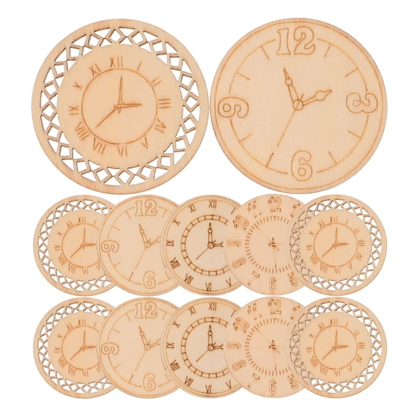 16 piezas de recortes de reloj de madera para manualidades de pared, recortes de madera en blanco para pintar, piezas de reloj de madera