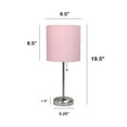 thumbnail image 3 of Creekwood Home Oslo 19.5" Contemporary Bedside Power Outlet Base Standard Metal Table Desk Lamp in Brushed Steel with Light Pink Drum Fabric Shade for Home Décor, Bedroom, End Table, Living Room, Dorm, 3 of 6
