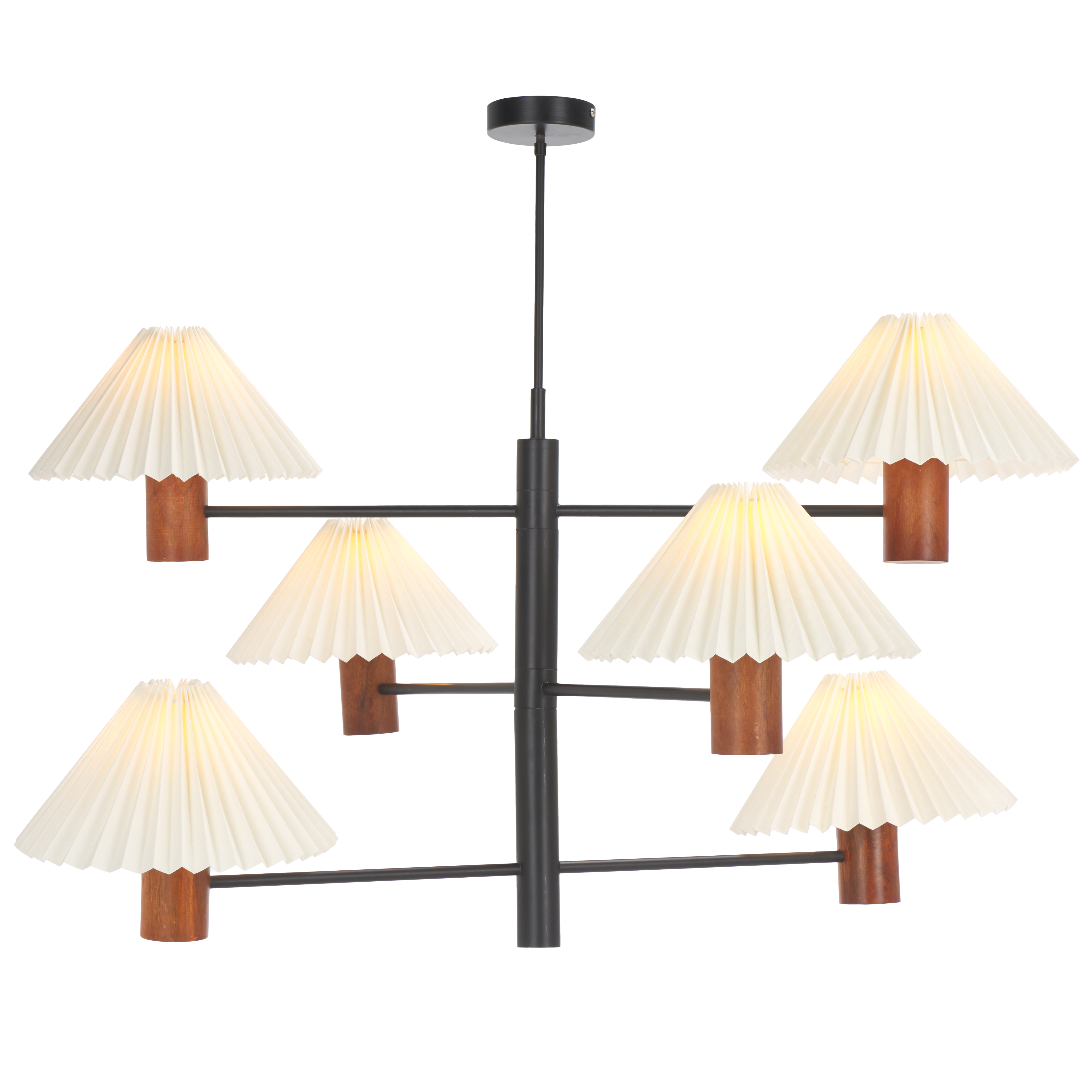 Safavieh Jonnah 6-Light 41" Industrial Wood and Iron Pendant Lights, White