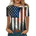 thumbnail image 2 of ATOYSOY Women's Summer Tops Short Sleeve Patriotic Shirts Retro Activewear Star Flag Graphic Independence Day Loose Fashion Workout Causal July 4th Saving Girls Gray XXXXL, 2 of 5