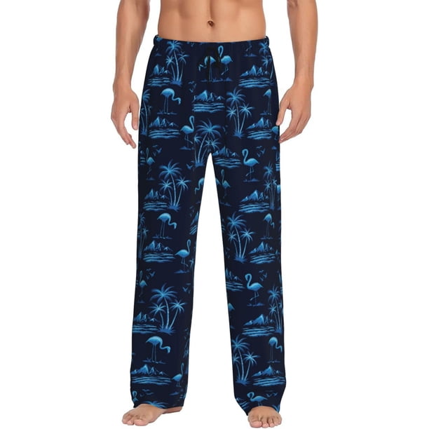 Balery BLUE Flamingo Birds Pantalones de pijama para hombre, pijama ultraligero, pantalón de descanso-Small