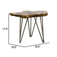 thumbnail image 3 of Benjara 20 Inch Side Accent Table, Natural Edges, Hairpin Legs, Gray Resin, Brown, 3 of 6