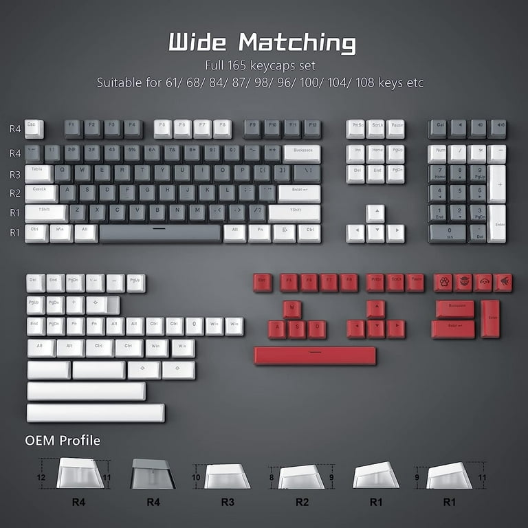 XVX Pudding Keycaps - PBT Keycaps, Shine Through Keycaps, 165 Keys Keycaps  Set, Custom Keycaps for 61/68/84/87/82/100 Cherry Gateron MX Switches