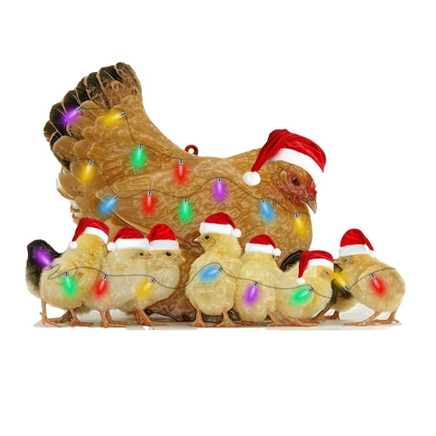 Bufanda navideña Decoración navideña de pollo de madera Colgante navideño de dibujos animados Adornos navideños Colgantes para el árbol de Navidad Colgantes para niños