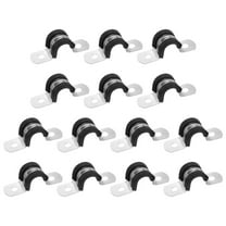 14Pcs 10mm(3/8") Stainless Steel Rubber Coated Cushioned Insulated Cable Clamp 2 Hole U-Tube Strap Clamp, Black