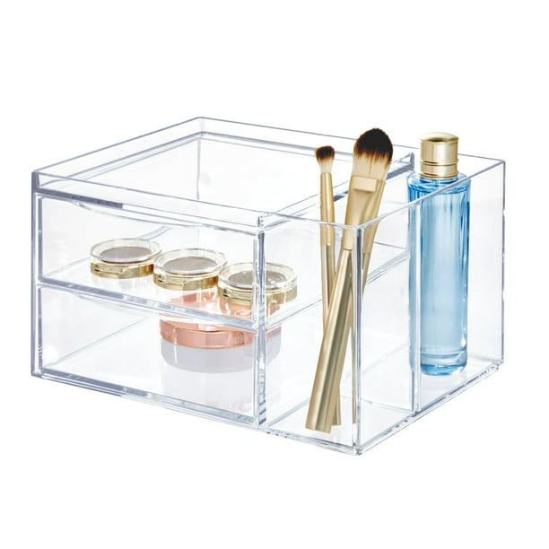 iDesign Chloe Clear Plastic Two Drawer Side Divider Organizer for