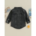 thumbnail image 4 of Bslissey Little Boys Girls Denim Coats Solid Color Long Sleeve Lapel Buttons Jean Jacket Toddler Kids Casual Outerwear for Daily 12M 18M 24M 3T 4T 5T, 4 of 7